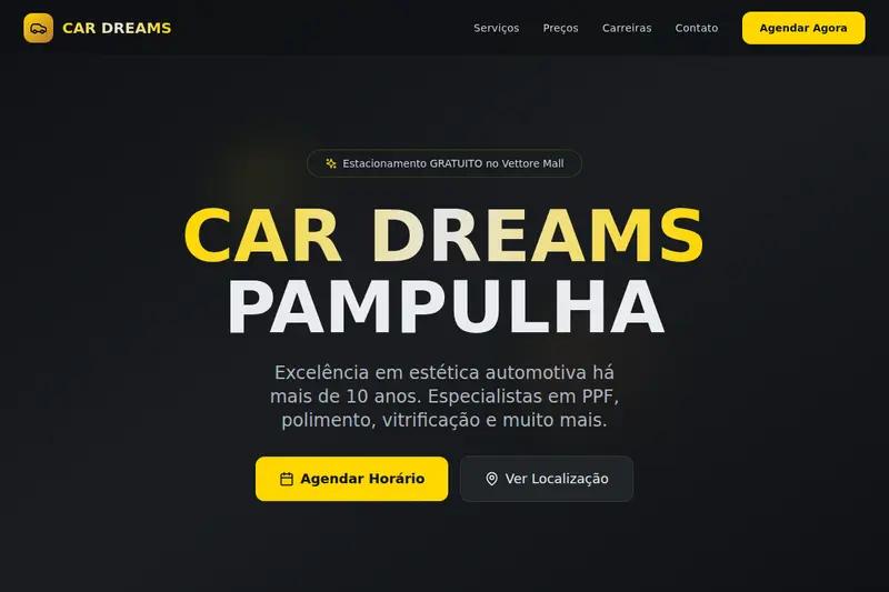 Captura de tela do site Car Dreams Pampulha