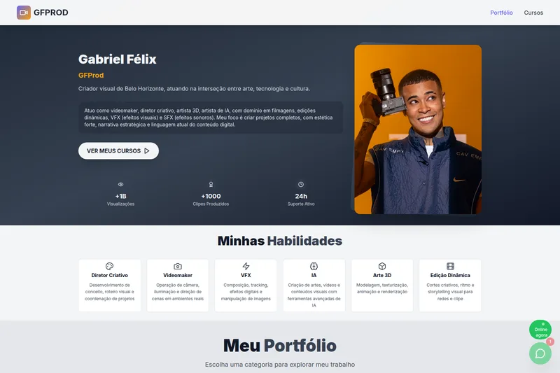 Captura de tela do site GF Prod